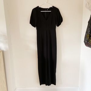 Black V Neck Jumper with Puff Sleeves